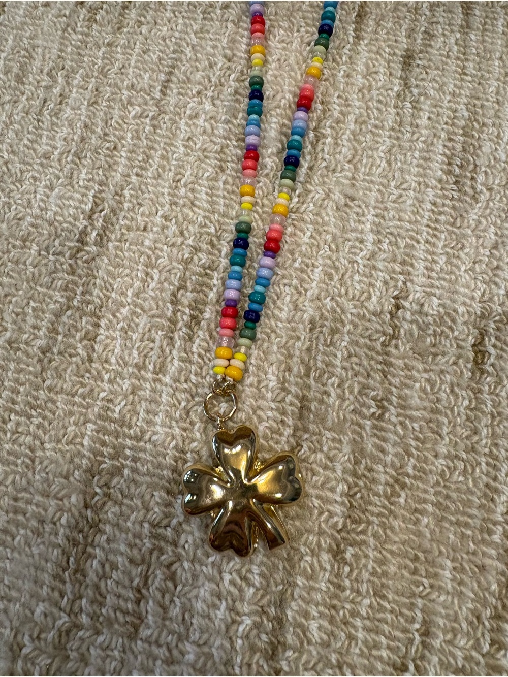 BaubleBar Multi-Color Beaded Gold Clover bag charm